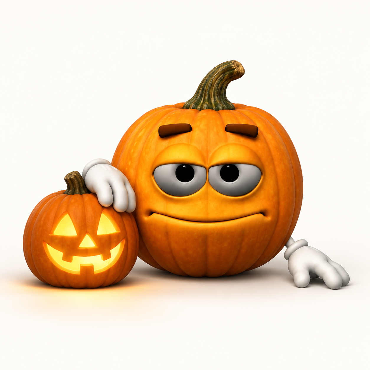 Joe with a glowing jack-o-lantern friend